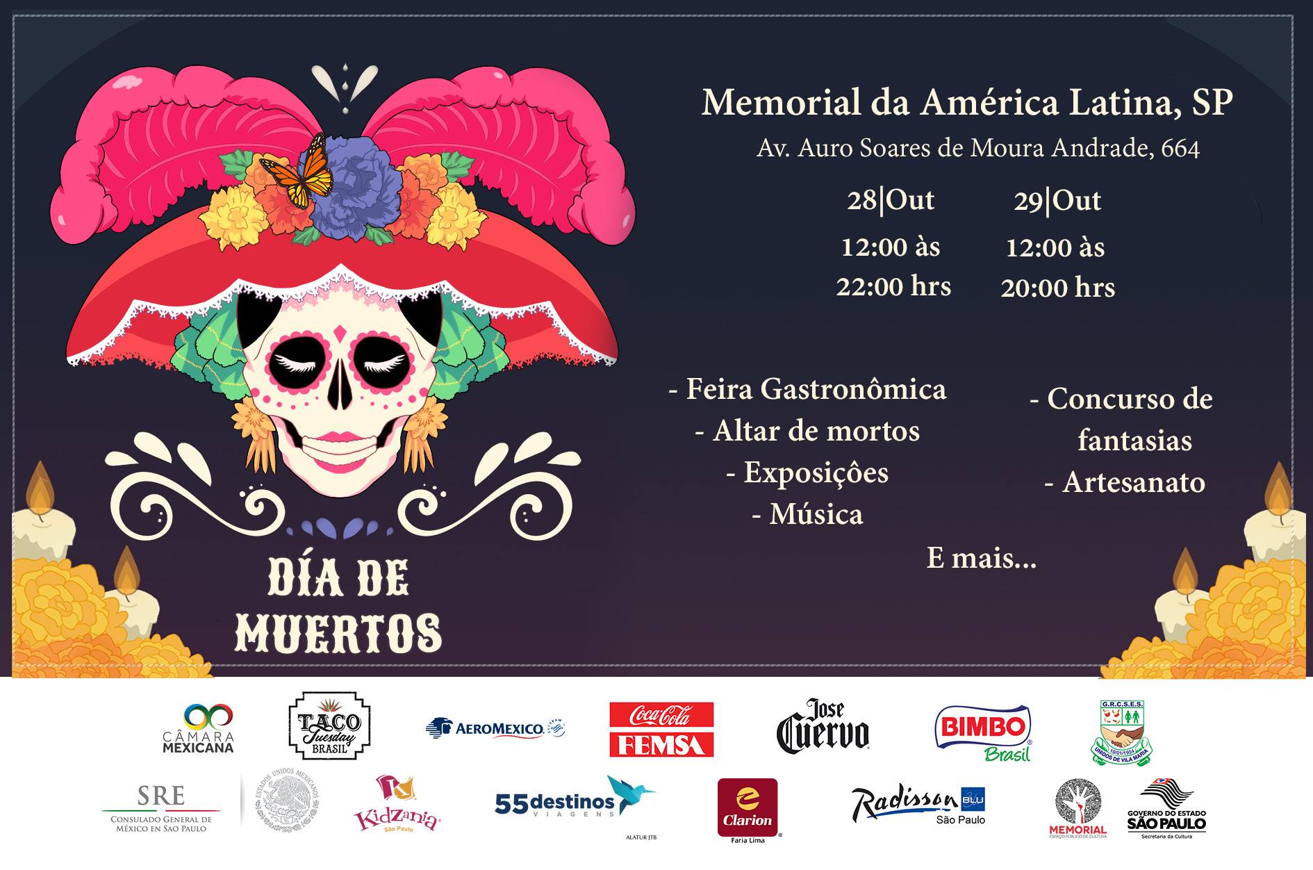 Read more about the article Celebração mexicana do Dia dos Mortos terá homenagens, música e gastronomia no Memorial